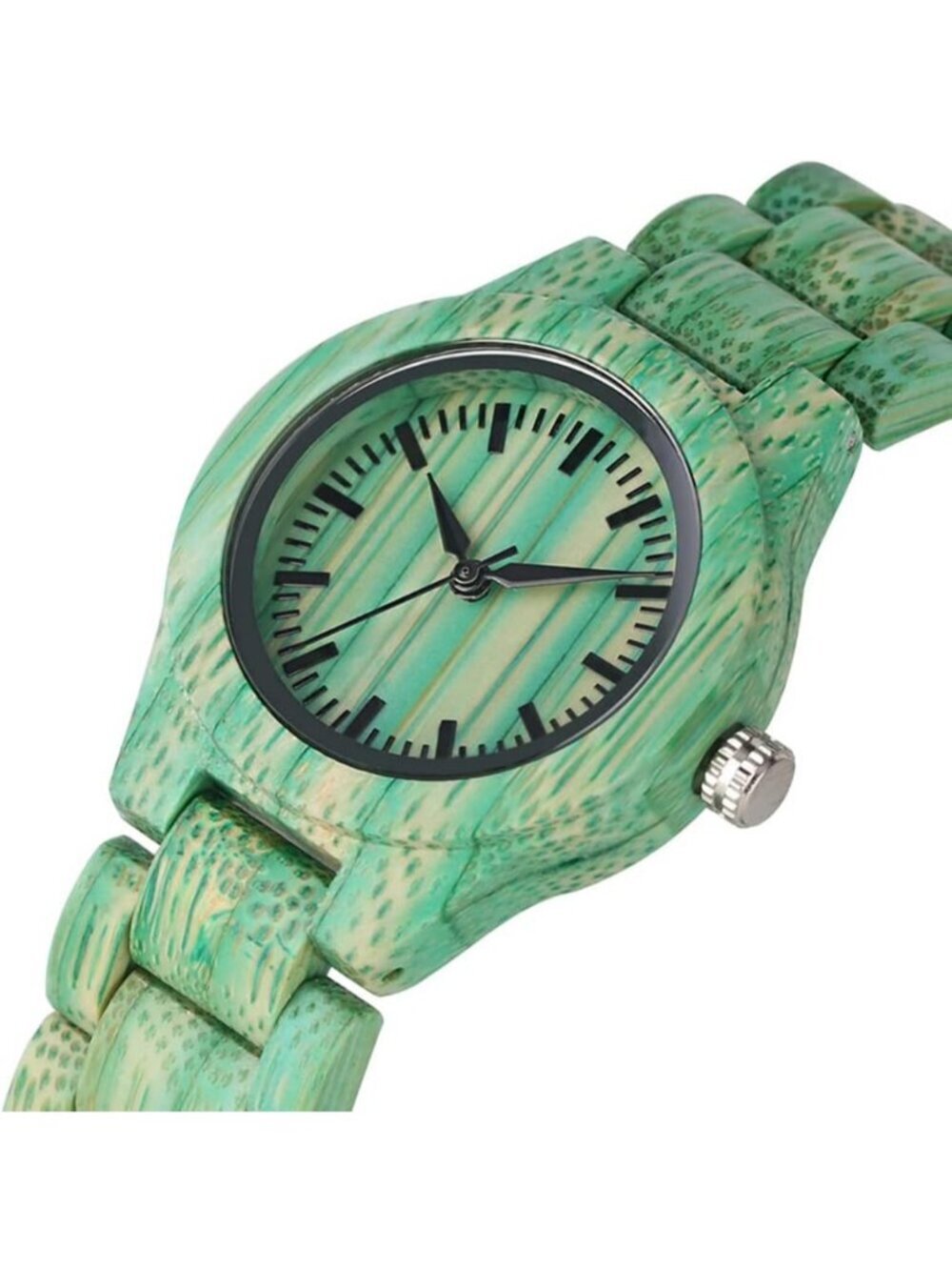Women's Green Analog Quartz Couples Colorful Bamboo Classic Design Wooden Watch - Picture 2 of 6